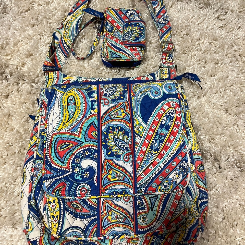Vera Bradley Marina Paisley Mail Bag With Wristlet Wallet